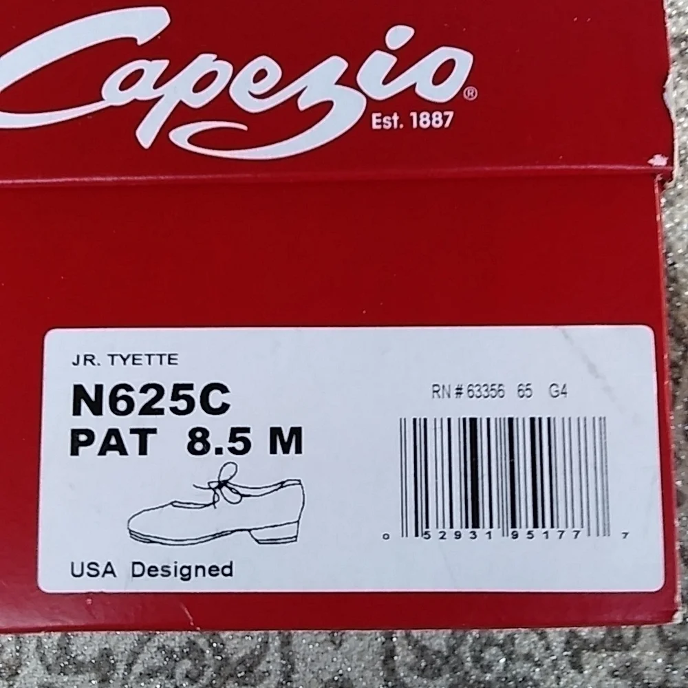 Capezio Adorable Toddler Black Patent Tap Shoes Sz 8.5